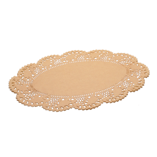 Pastry Tek Oval Kraft Paper Doilies - Lace - 12 1/2" x 8 1/2" - 100 count box