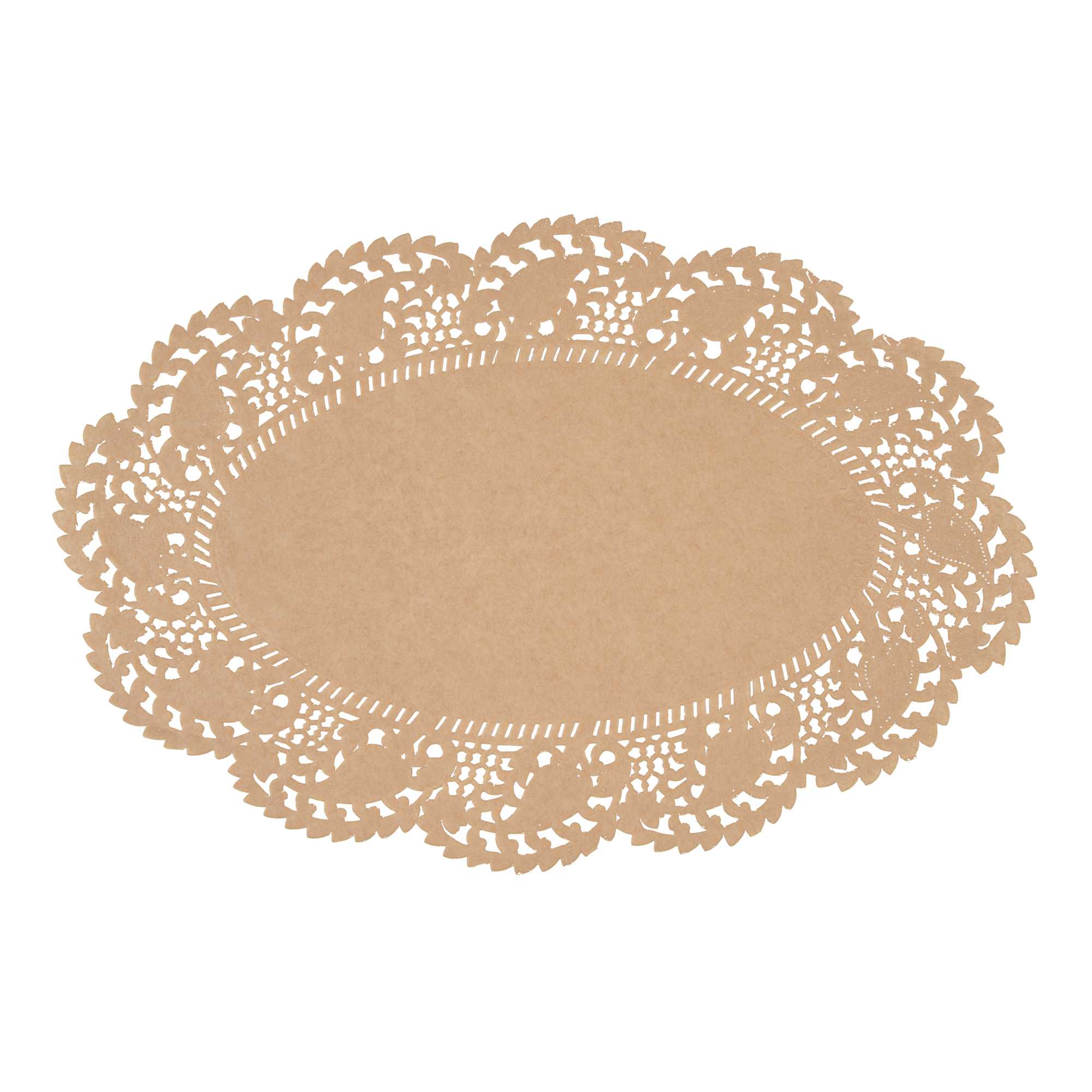 Pastry Tek Oval Kraft Paper Doilies - Lace - 12 1/2" x 8 1/2" - 4000 count box