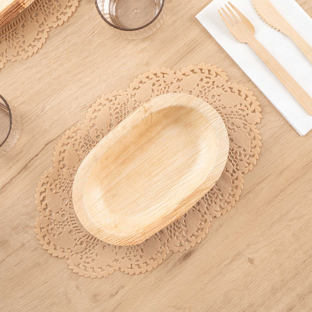 Pastry Tek Oval Kraft Paper Doilies - Lace - 12 1/2" x 8 1/2" - 4000 count box