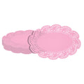 Pastry Tek Oval Pink Paper Doilies - Lace - 12 1/2" x 8 1/2" - 100 count box