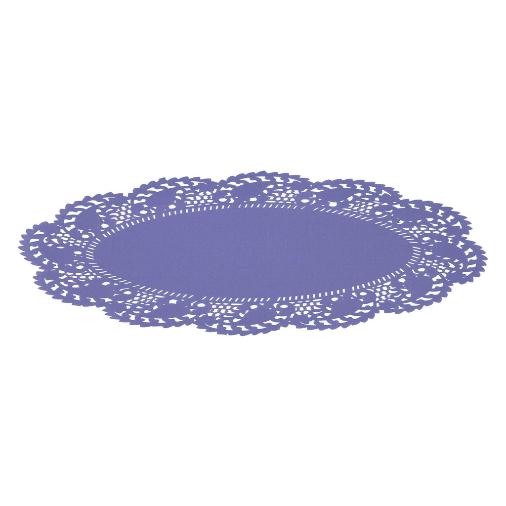 Pastry Tek Oval Purple Paper Doilies - Lace - 12 1/2" x 8 1/2" - 4000 count box