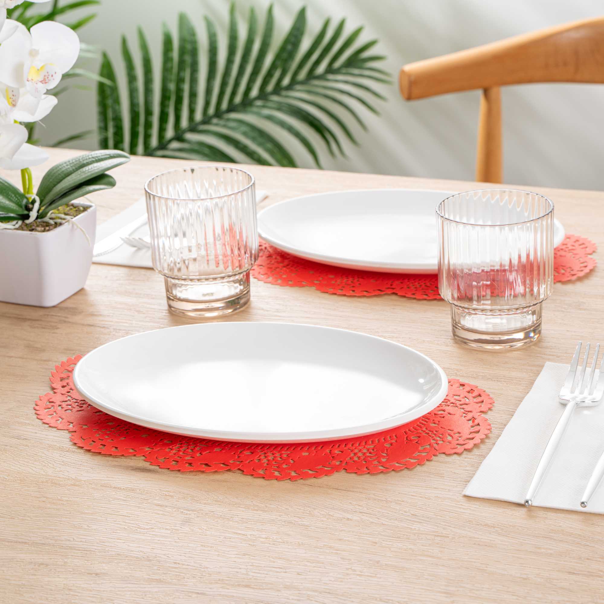 Pastry Tek Oval Red Paper Doilies - Lace - 12 1/2" x 8 1/2" - 4000 count box