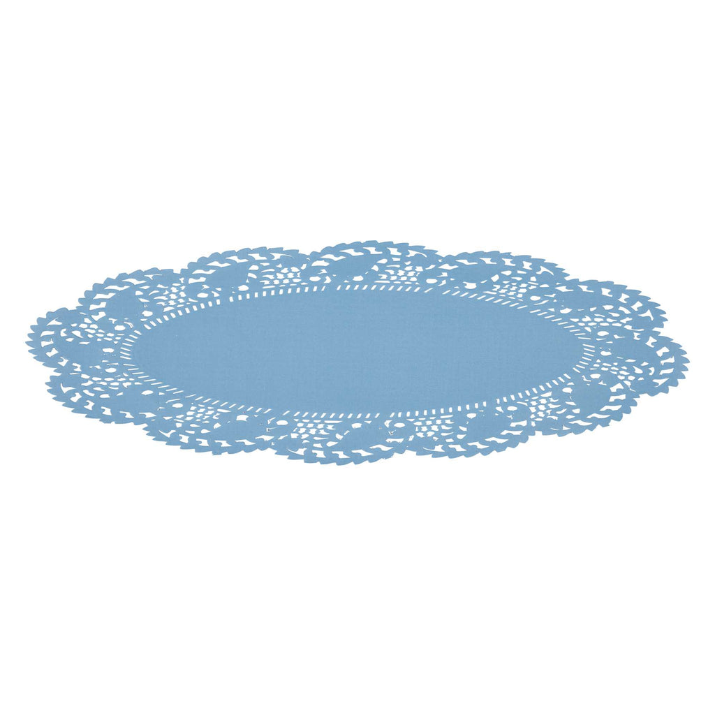 Pastry Tek Oval Sky Blue Paper Doilies - Lace - 12 1/2" x 8 1/2" - 4000 count box