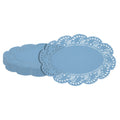 Pastry Tek Oval Sky Blue Paper Doilies - Lace - 12 1/2" x 8 1/2" - 100 count box