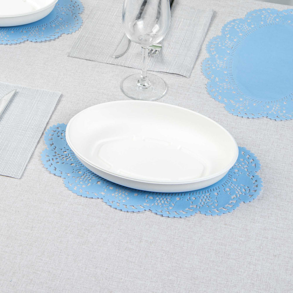 Pastry Tek Oval Sky Blue Paper Doilies - Lace - 12 1/2" x 8 1/2" - 100 count box