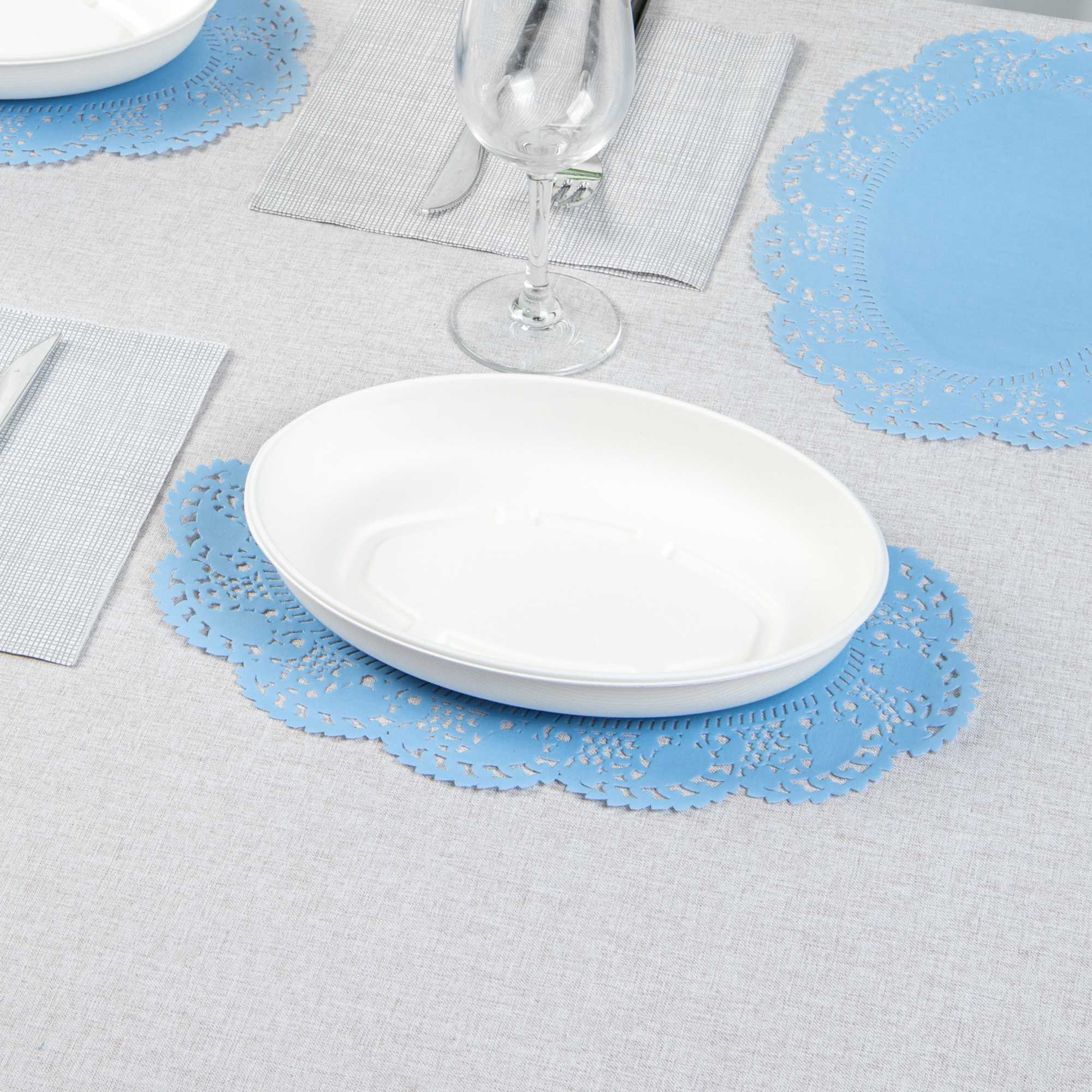 Pastry Tek Oval Sky Blue Paper Doilies - Lace - 12 1/2" x 8 1/2" - 4000 count box