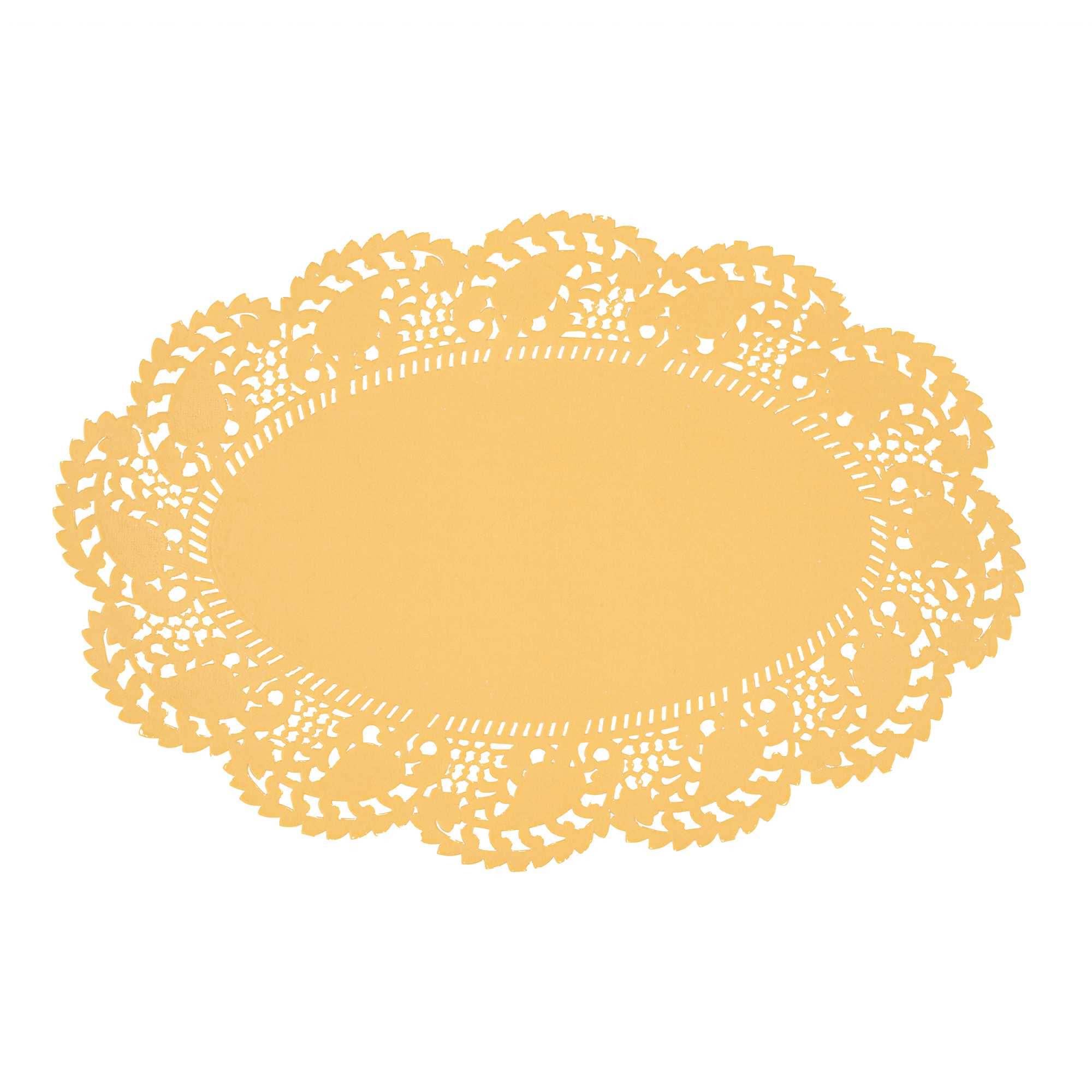 Pastry Tek Oval Orange Paper Doilies - Lace - 12 1/2" x 8 1/2" - 100 count box