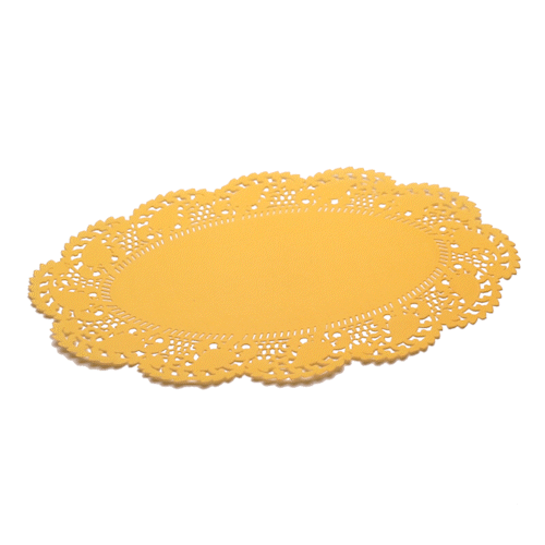 Pastry Tek Oval Orange Paper Doilies - Lace - 12 1/2" x 8 1/2" - 4000 count box