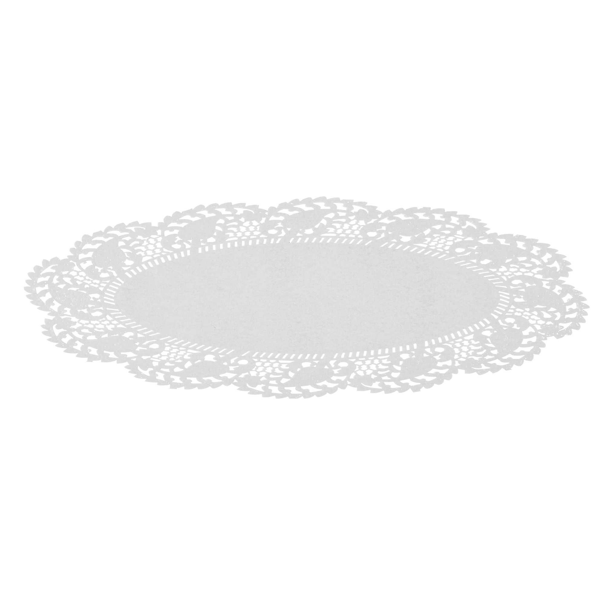 Pastry Tek Oval White Paper Doilies - Lace - 12 1/2" x 8 1/2" - 100 count box