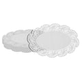 Pastry Tek Oval White Paper Doilies - Lace - 12 1/2" x 8 1/2" - 100 count box