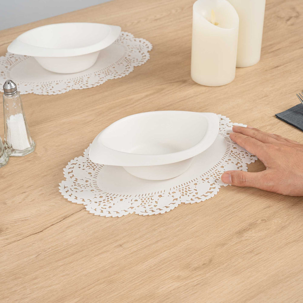 Pastry Tek Oval White Paper Doilies - Lace - 12 1/2" x 8 1/2" - 4000 count box