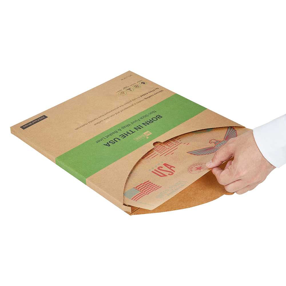 Chef 101 No PFAS Added Kraft Paper Food Wrap and Basket Liner - Born in the USA, Greaseproof, Compostable - 12" x 12" - 200 count box