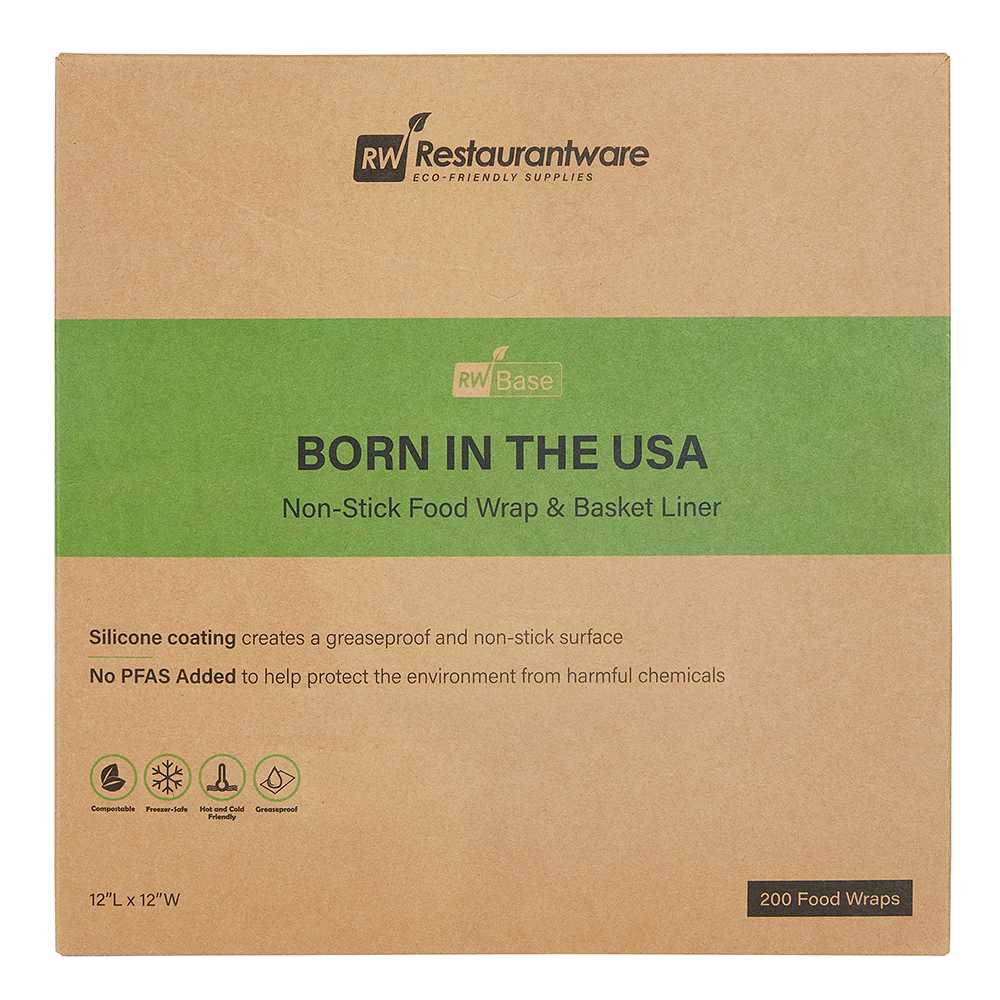 Chef 101 No PFAS Added Kraft Paper Food Wrap and Basket Liner - Born in the USA, Greaseproof, Compostable - 12" x 12" - 2000 count box
