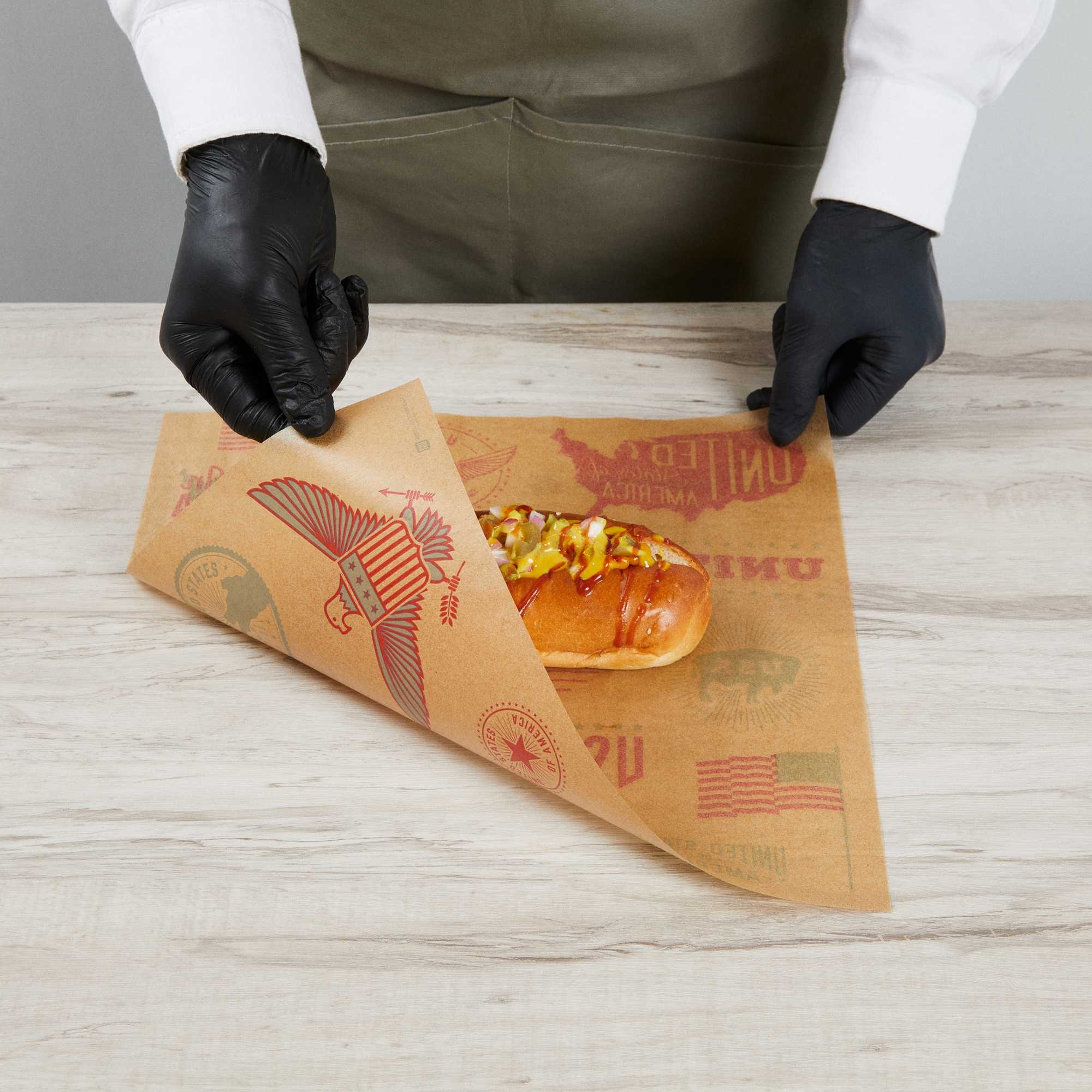 Chef 101 No PFAS Added Kraft Paper Food Wrap and Basket Liner - Born in the USA, Greaseproof, Compostable - 12" x 12" - 2000 count box