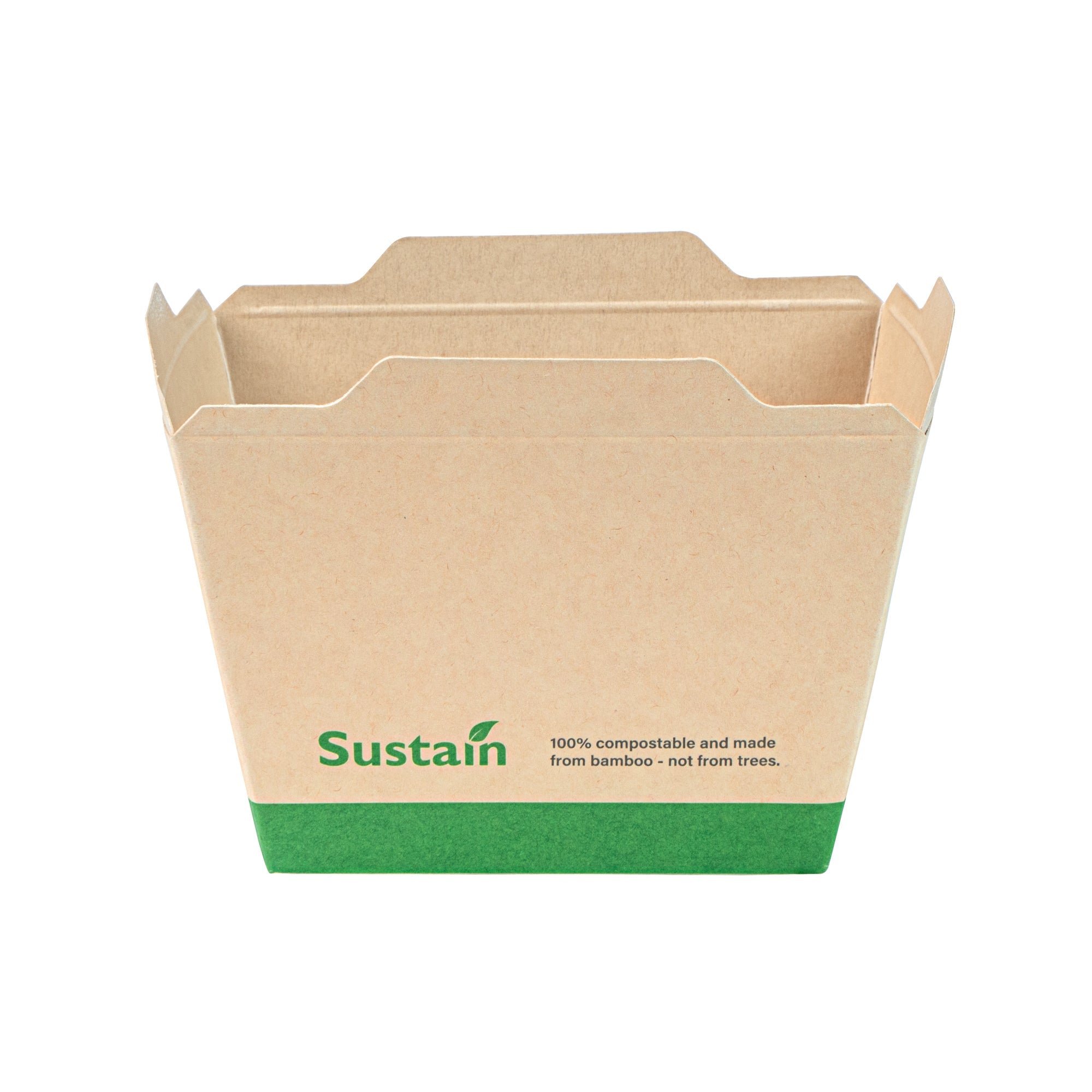Sustain 17 oz Bamboo Paper Small Click Lock Container - with PLA Lining, Compostable - 4 1/4" x 3 1/4" x 2 3/4" - 50 count box