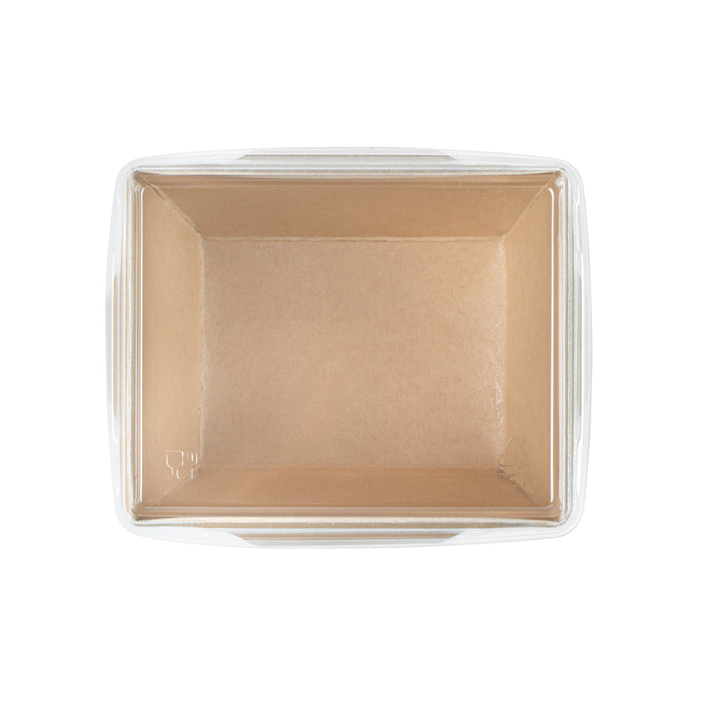 Sustain 17 oz Bamboo Paper Small Click Lock Container - with PLA Lining, Compostable - 4 1/4" x 3 1/4" x 2 3/4" - 50 count box