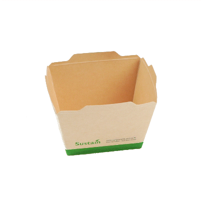 Sustain 17 oz Bamboo Paper Small Click Lock Container - with PLA Lining, Compostable - 4 1/4" x 3 1/4" x 2 3/4" - 200 count box
