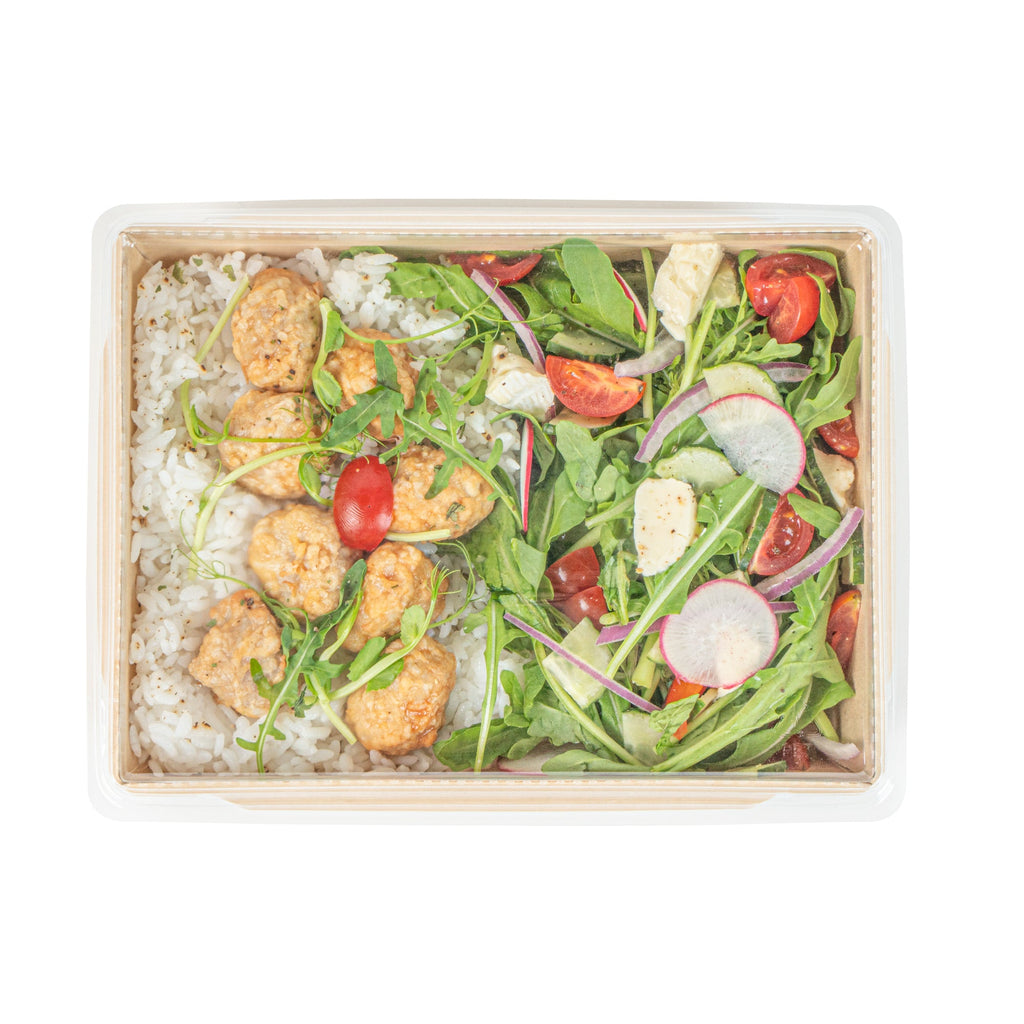 Sustain 34 oz Bamboo Paper Medium Click Lock Container - with PLA Lining, Compostable - 7 1/2" x 5 1/2" x 1 3/4" - 50 count box