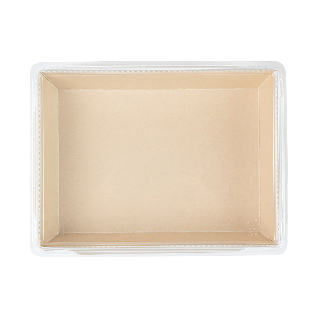 Sustain 34 oz Bamboo Paper Medium Click Lock Container - with PLA Lining, Compostable - 7 1/2" x 5 1/2" x 1 3/4" - 50 count box