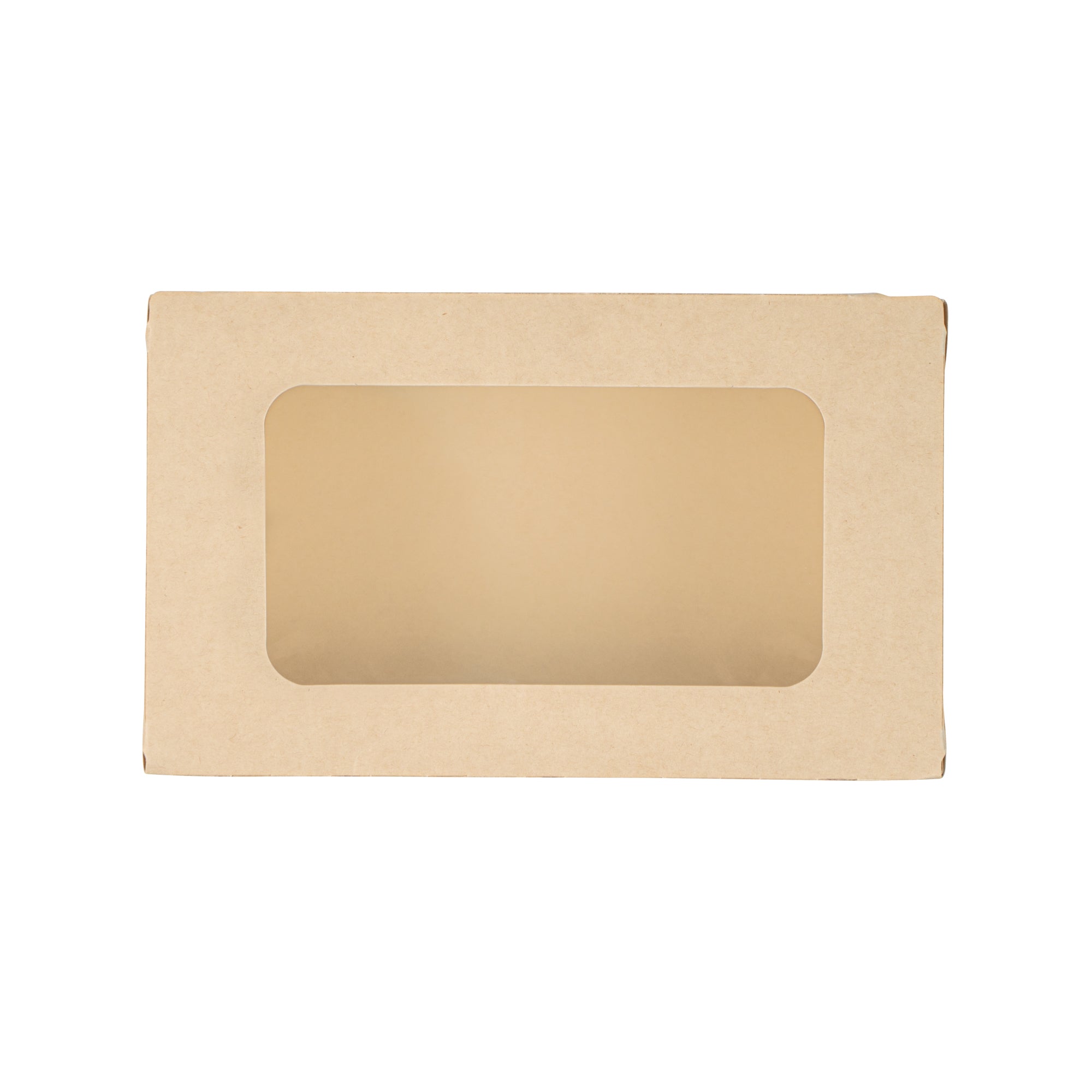 Sustain 35 oz Bamboo Paper Medium Bio Take Out Container - with PLA Lining and Windows, Compostable - 8" x 4 3/4" x 2" - 50 count box