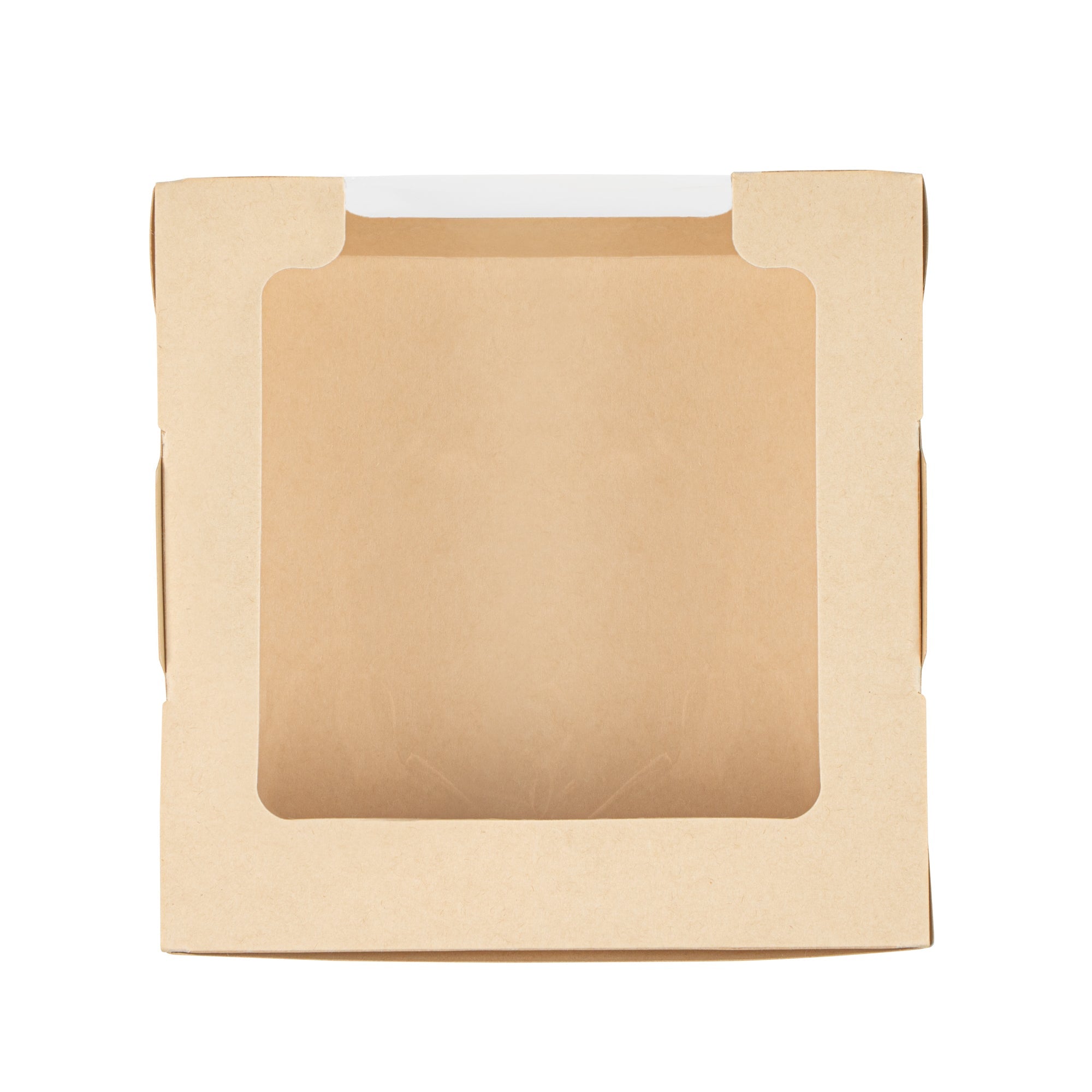 Sustain 26 oz Bamboo Paper Medium Bio Salad Box - with PLA Lining and Window, Compostable - 5 3/4" x 5 3/4" x 1 3/4" - 200 count box