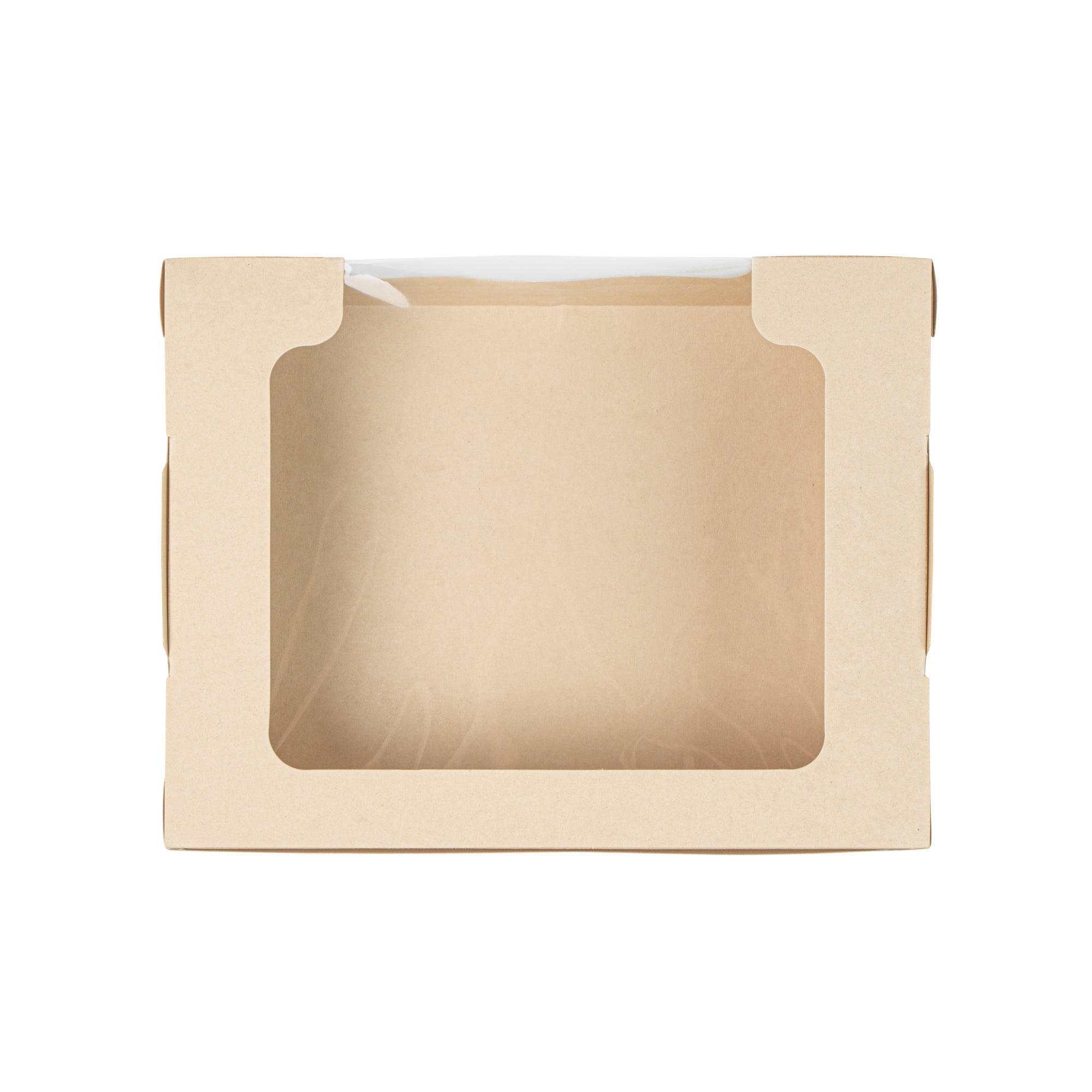 Sustain 40 oz Bamboo Paper Large Bio Salad Box - with PLA Lining and Window, Compostable - 8 1/4" x 6 1/4" x 1 1/2" - 50 count box