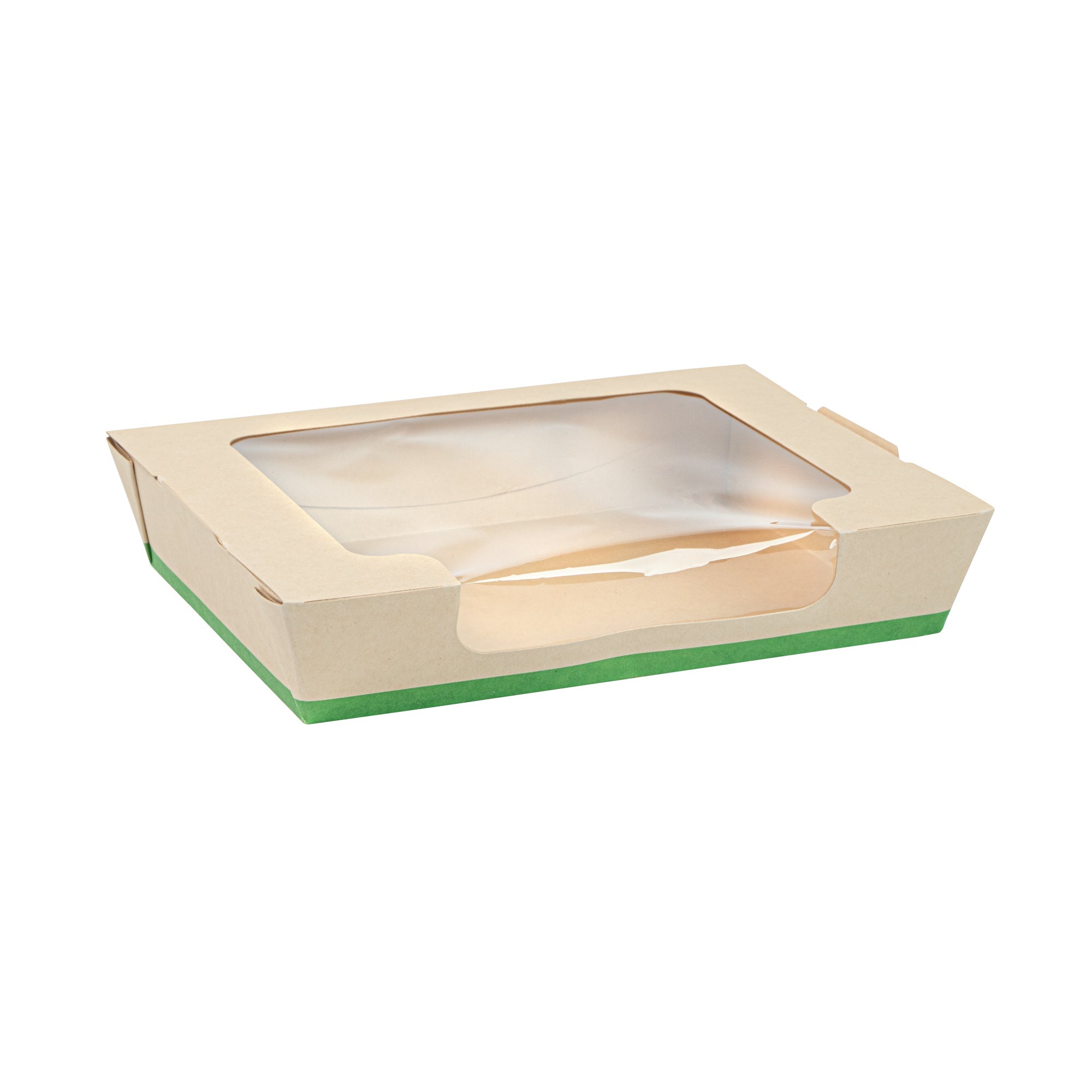 Sustain 40 oz Bamboo Paper Large Bio Salad Box - with PLA Lining and Window, Compostable - 8 1/4" x 6 1/4" x 1 1/2" - 200 count box