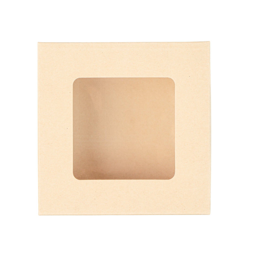Sustain 13 oz Bamboo Paper Small Take Out Container - with PLA Lining and Window, Compostable - 4 1/2" x 4 1/2" x 1 1/2" - 50 count box