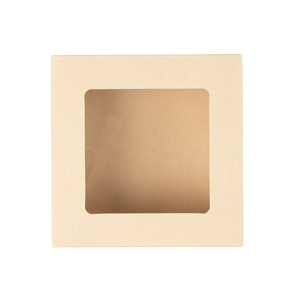 Sustain 27 oz Bamboo Paper Medium Take Out Container - with PLA Lining and Window, Compostable - 5 1/4" x 5 1/4" x 2" - 50 count box