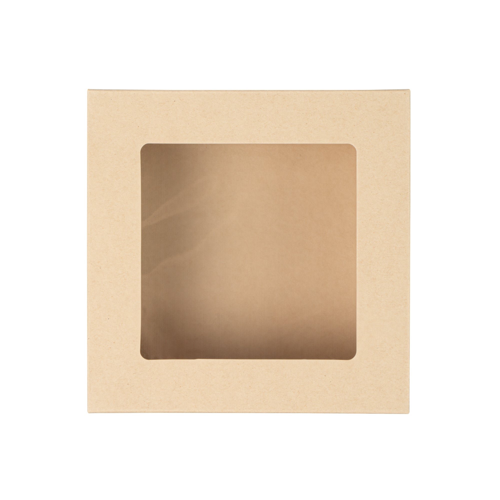 Sustain 34 oz Bamboo Paper Large Take Out Container - with PLA Lining and Window, Compostable - 6" x 6" x 2" - 200 count box