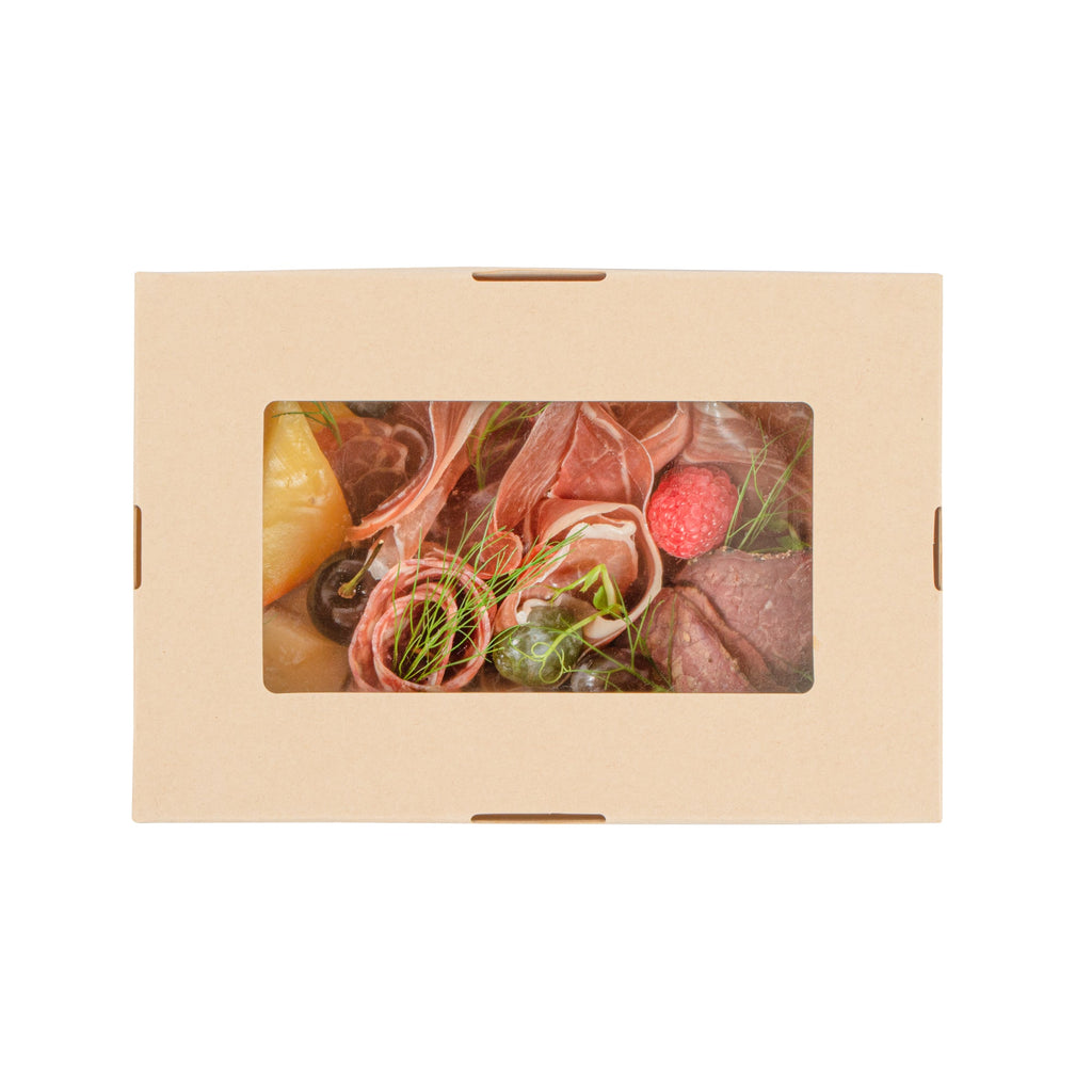 Sustain 28 oz Bamboo Paper Small Take Out Container - with PLA Lining and Window, Compostable - 7 1/2" x 5" x 1 1/2" - 50 count box