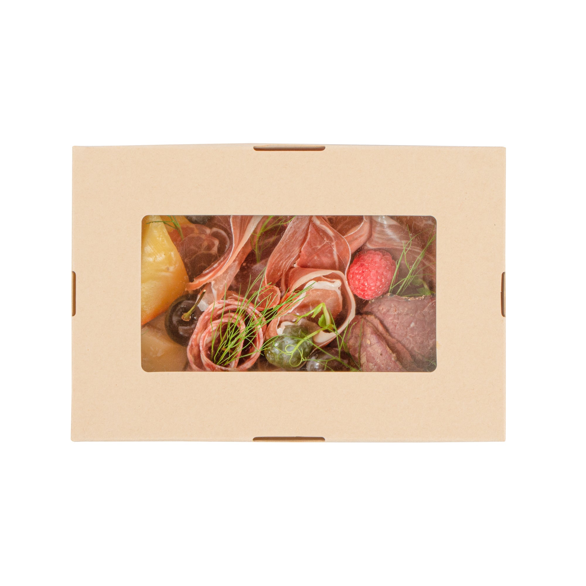 Sustain 28 oz Bamboo Paper Small Take Out Container - with PLA Lining and Window, Compostable - 7 1/2" x 5" x 1 1/2" - 50 count box