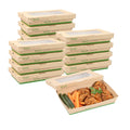 Sustain 34 oz Bamboo Paper Large Take Out Container - with PLA Lining and Window, Compostable - 8 1/2" x 5 1/4" x 1 1/2" - 50 count box