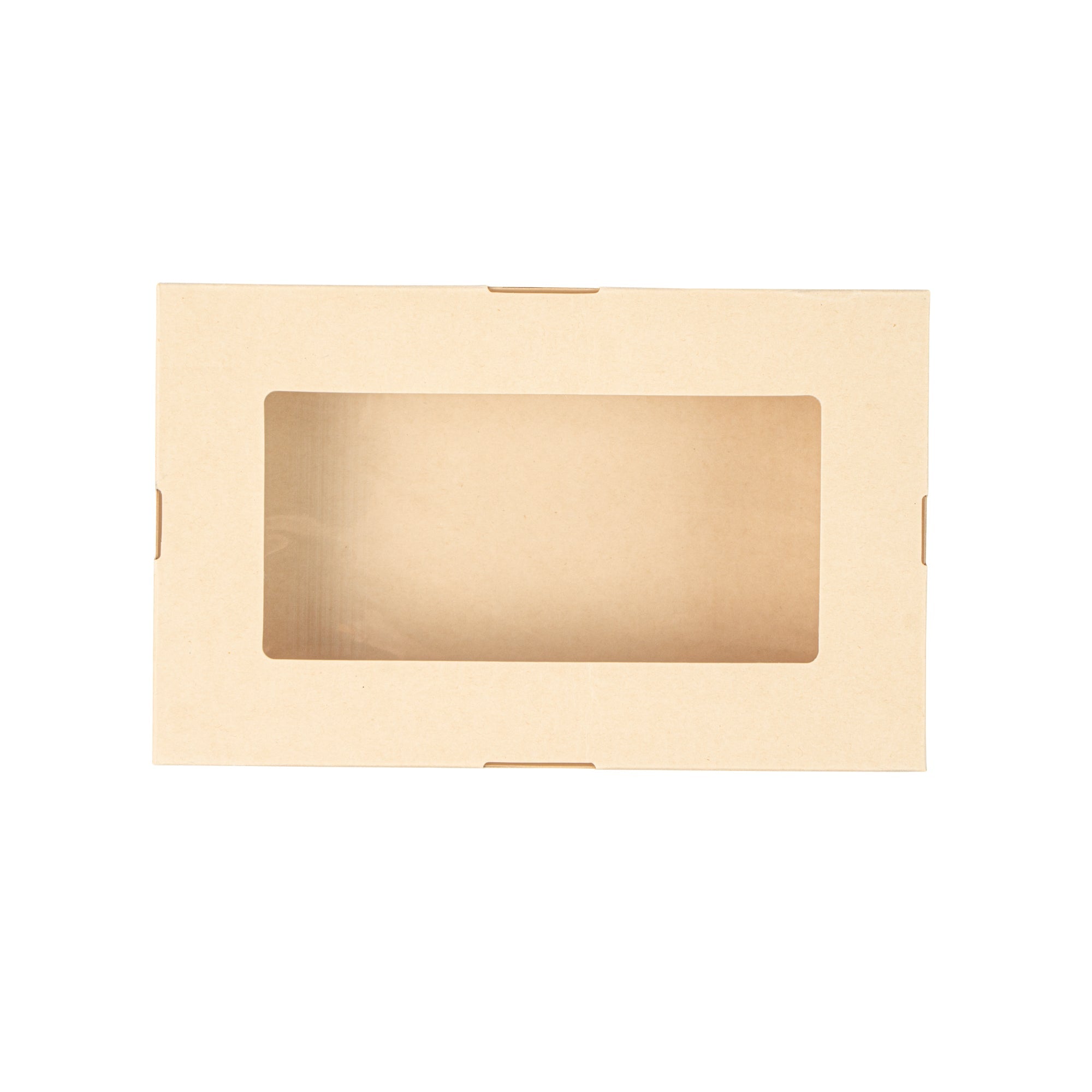 Sustain 34 oz Bamboo Paper Large Take Out Container - with PLA Lining and Window, Compostable - 8 1/2" x 5 1/4" x 1 1/2" - 200 count box