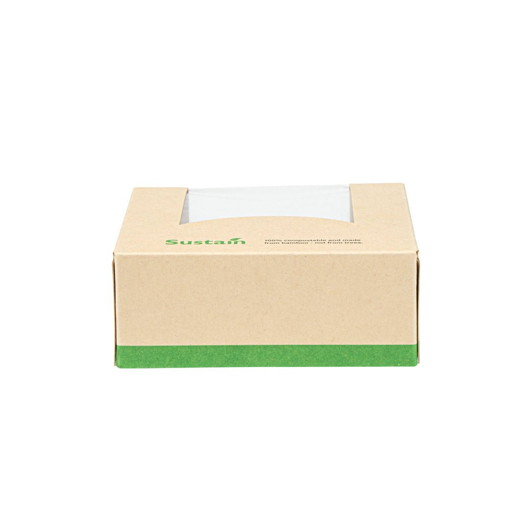 Sustain 11 oz Bamboo Paper Small Take Out Container - with PLA Lining and Window, Compostable - 4" x 4" x 1 1/2" - 200 count box