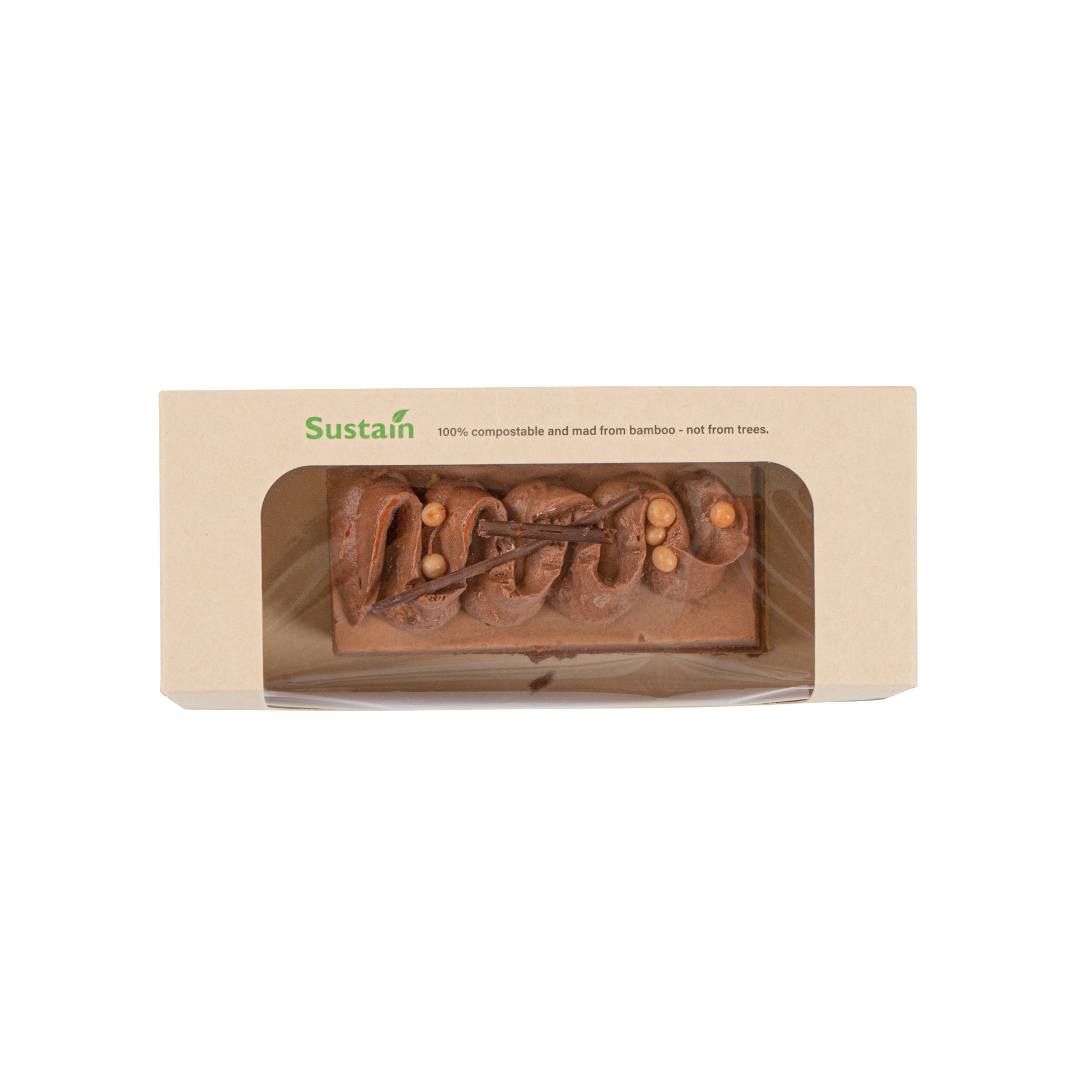 Sustain 13 oz Bamboo Paper Small Take Out Container - with PLA Lining and Window, Compostable - 6" x 2 1/2" x 2" - 50 count box