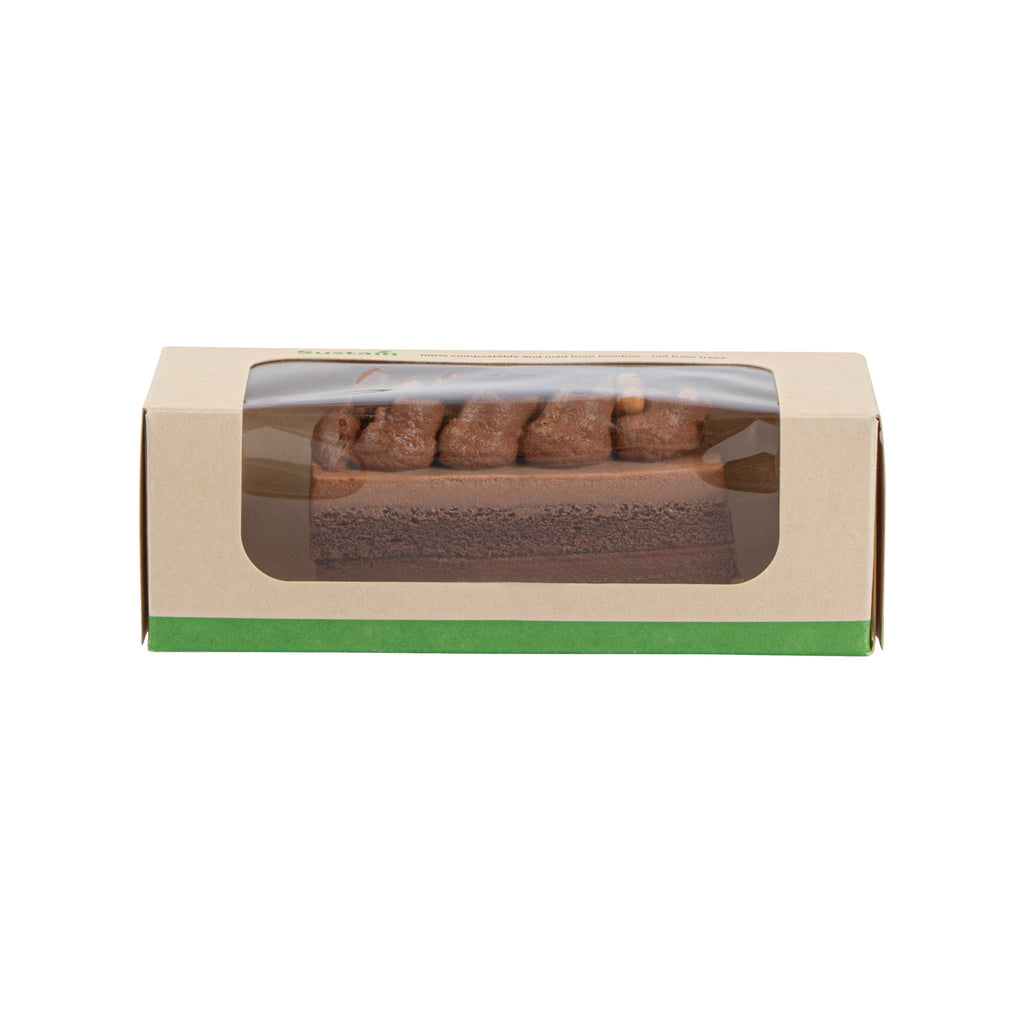 Sustain 13 oz Bamboo Paper Small Take Out Container - with PLA Lining and Window, Compostable - 6" x 2 1/2" x 2" - 200 count box