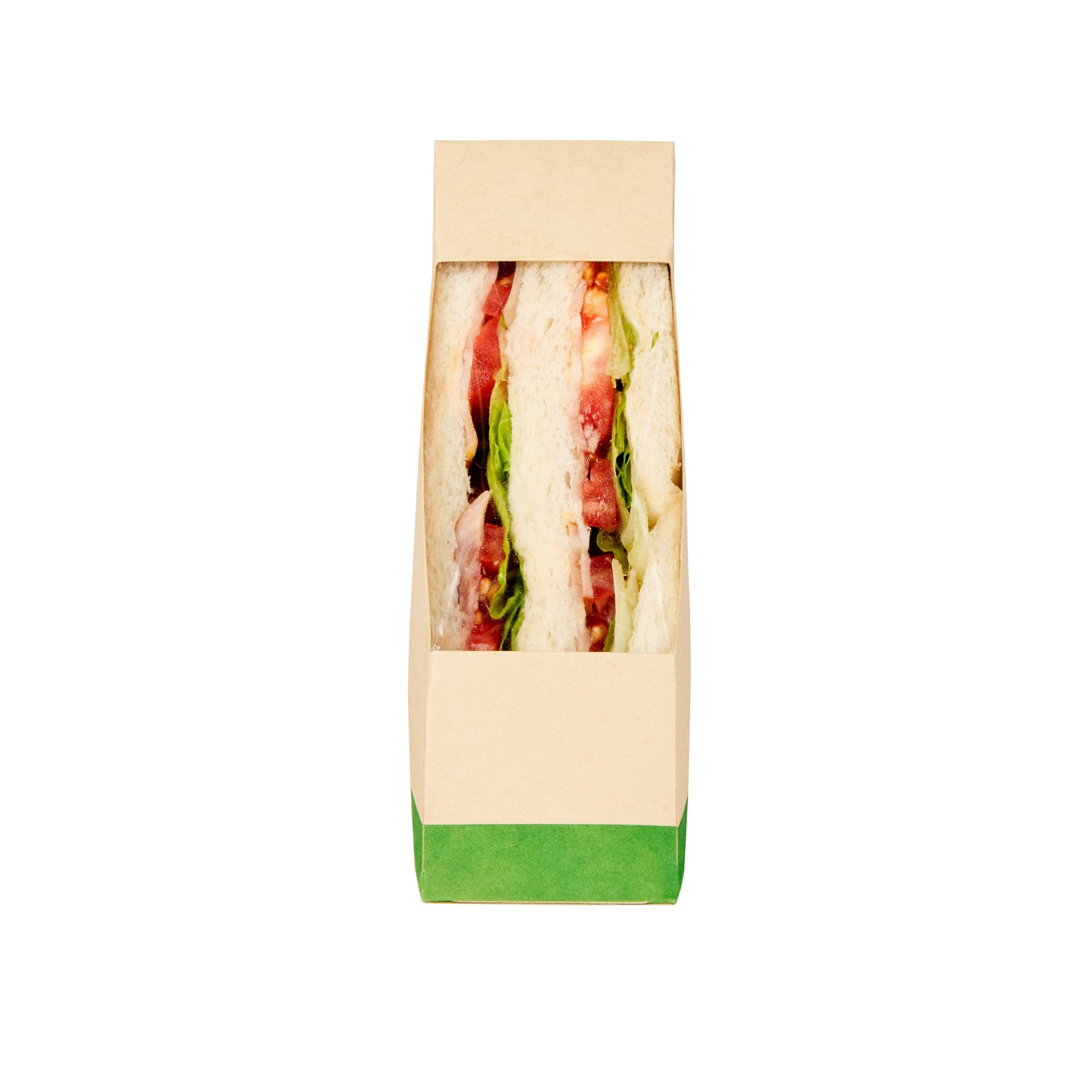 Sustain Bamboo Paper Small Sandwich Box - with PLA Lining and Window, Compostable - 4 3/4" x 4 3/4" x 2" - 50 count box