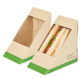 Sustain Bamboo Paper Medium Sandwich Box - with PLA Lining and Window, Compostable - 4 3/4" x 4 3/4" x 2 3/4" - 25 count box