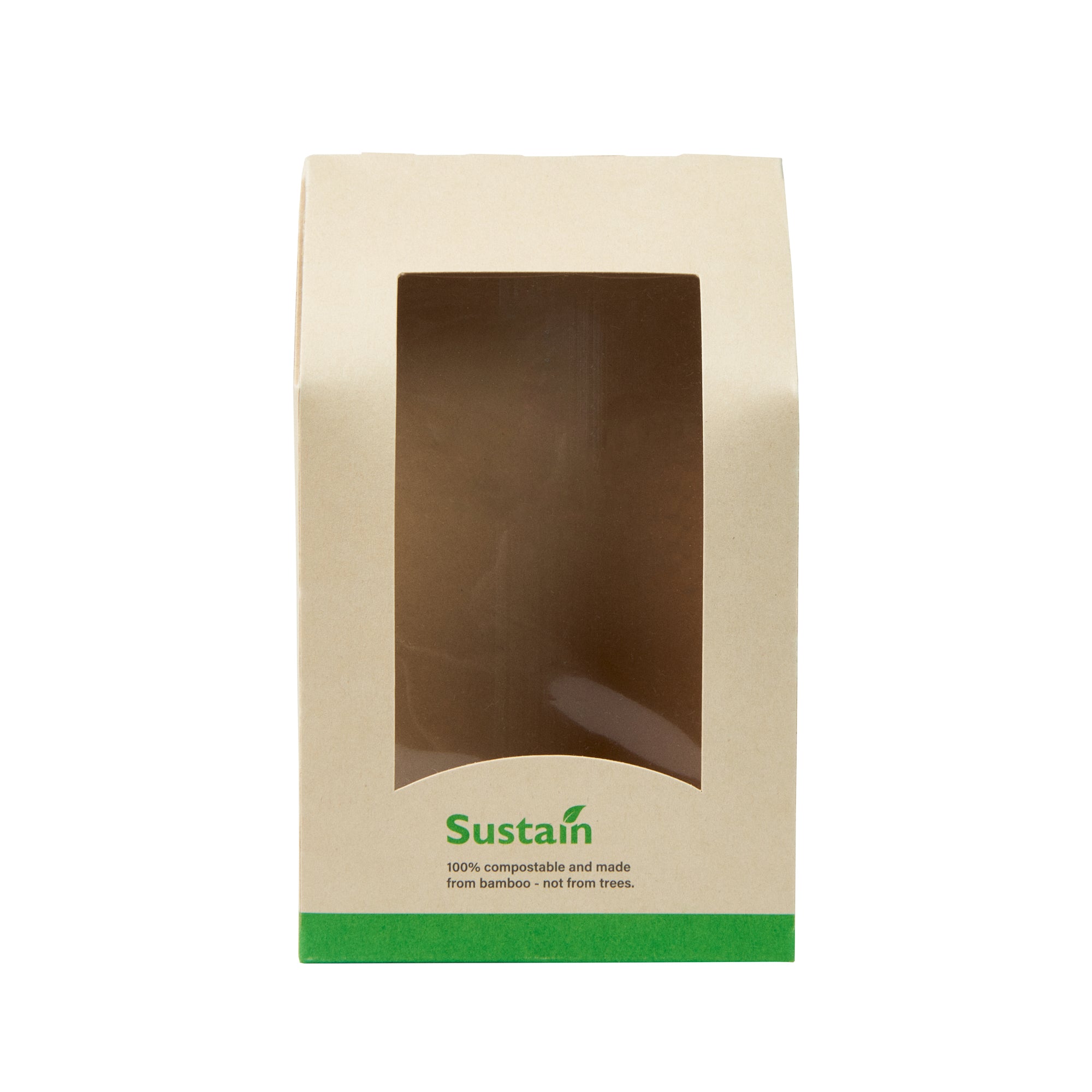 Sustain Bamboo Paper Sandwich / Wrap Take Out Container - with PLA Lining and Window, Compostable - 6" x 3 3/4" x 2" - 200 count box