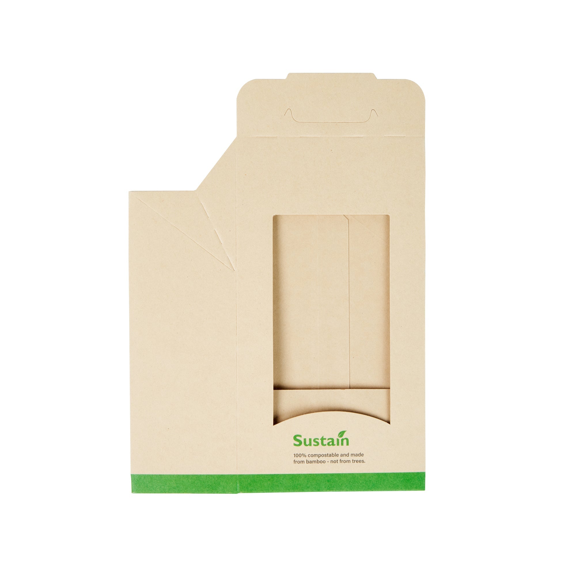 Sustain Bamboo Paper Sandwich / Wrap Take Out Container - with PLA Lining and Window, Compostable - 6" x 3 3/4" x 2" - 200 count box