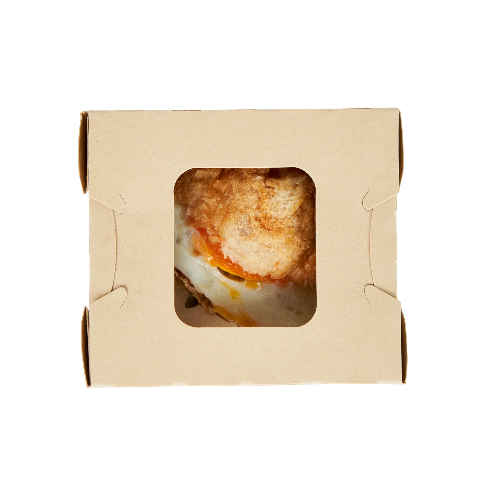 Sustain 12 oz Bamboo Paper Mini Bio Take Out Container - with PLA Lining and Windows, Compostable - 4 1/4" x 3 3/4" x 1 3/4" - 50 count box