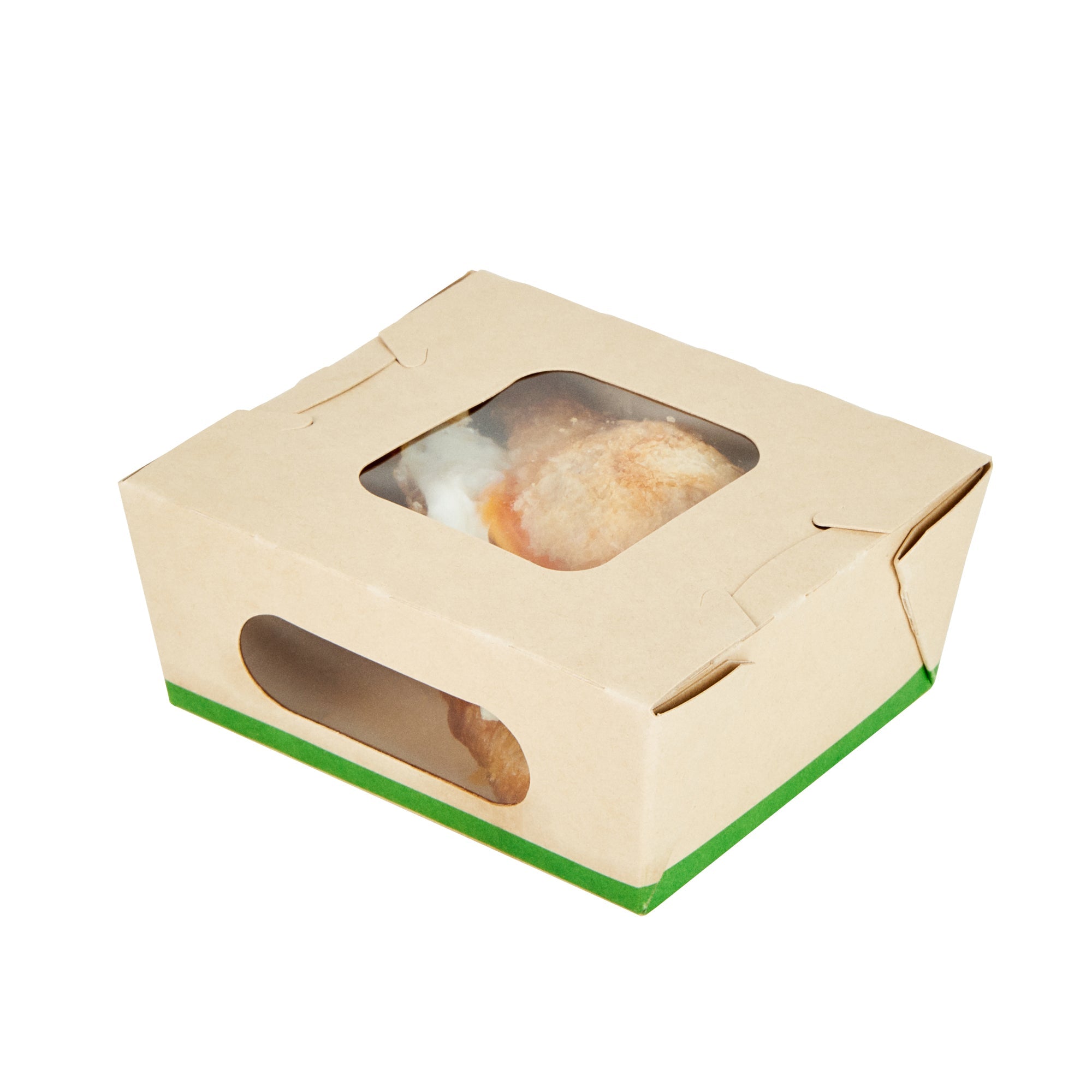 Sustain 12 oz Bamboo Paper Mini Bio Take Out Container - with PLA Lining and Windows, Compostable - 4 1/4" x 3 3/4" x 1 3/4" - 200 count box