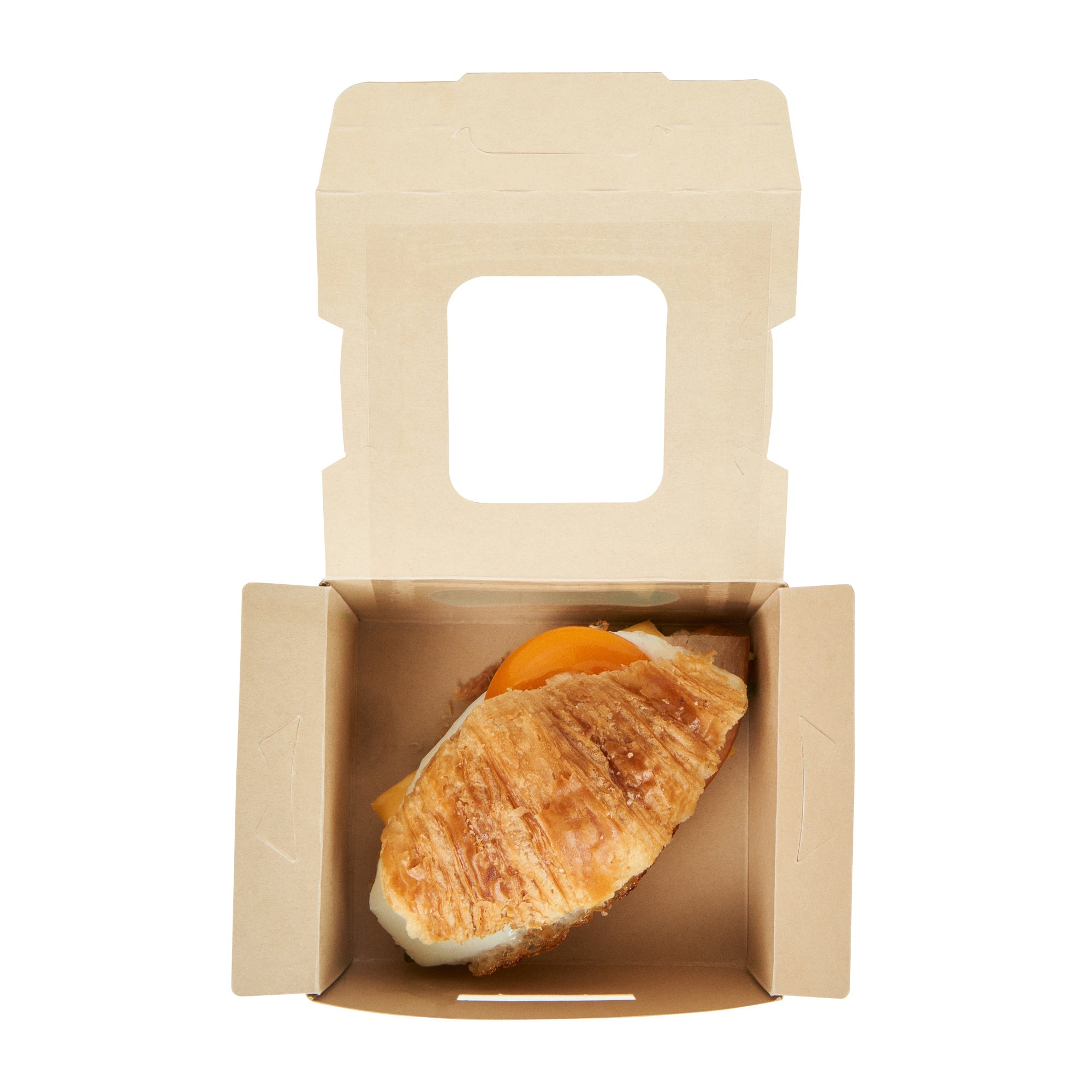 Sustain 12 oz Bamboo Paper Mini Bio Take Out Container - with PLA Lining and Windows, Compostable - 4 1/4" x 3 3/4" x 1 3/4" - 200 count box