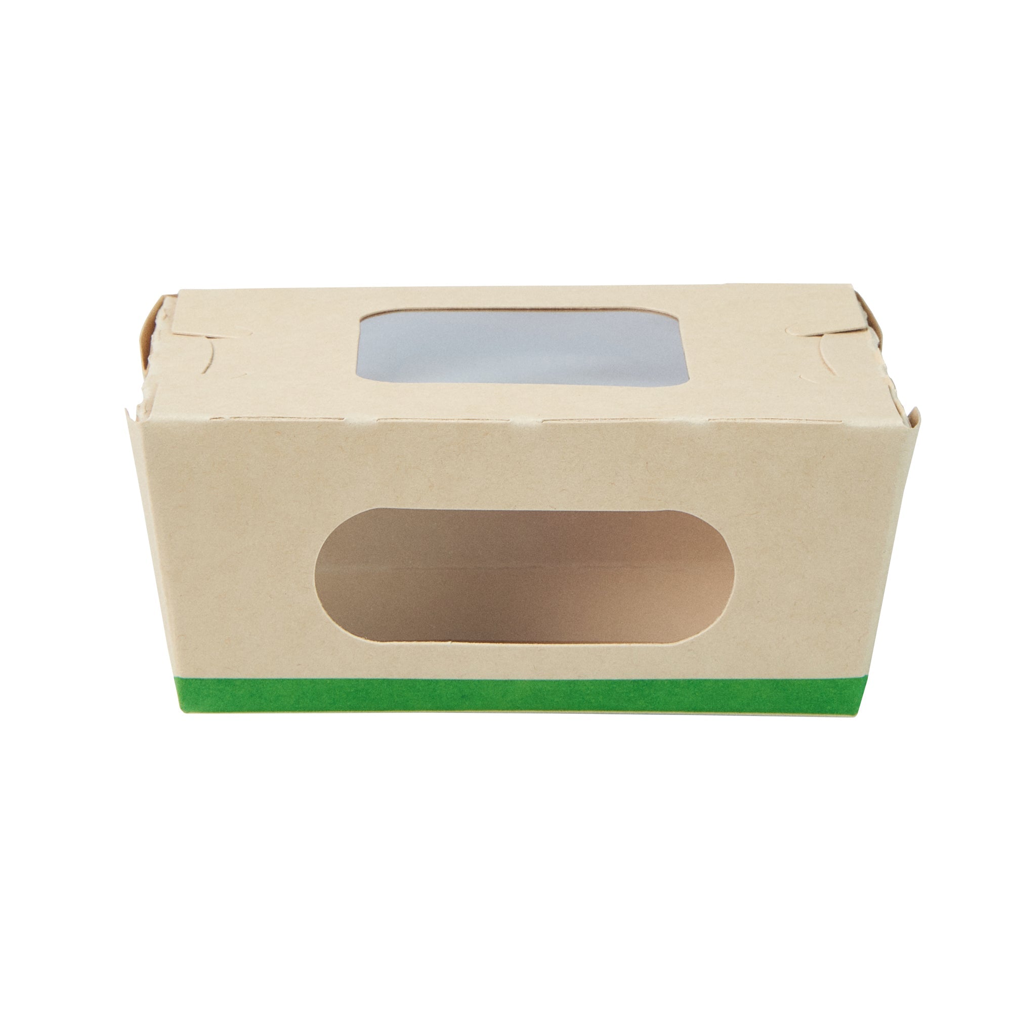 Sustain 12 oz Bamboo Paper Mini Bio Take Out Container - with PLA Lining and Windows, Compostable - 4 1/4" x 3 3/4" x 1 3/4" - 200 count box