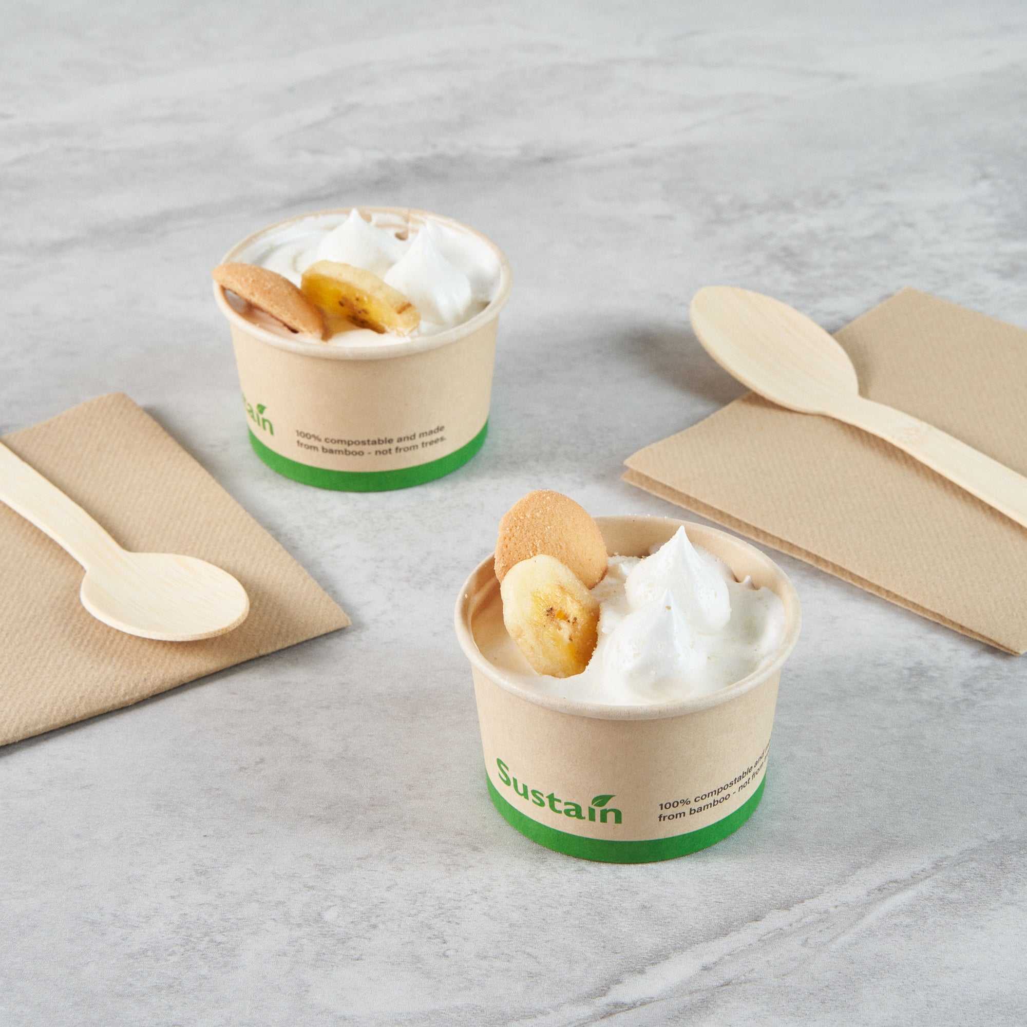 Sustain 3 oz Round Bamboo Paper To Go Cup - with PLA Lining, Compostable - 3" x 3" x 1 3/4" - 50 count box