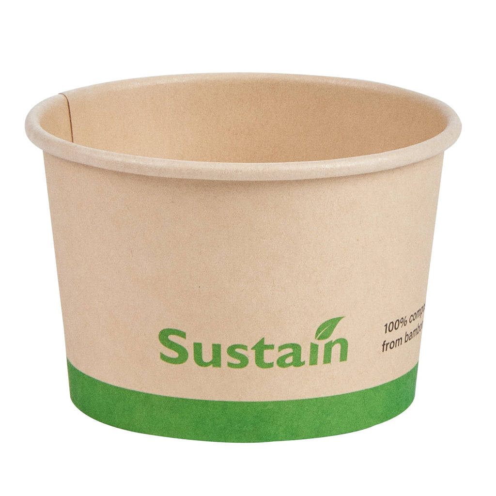 Sustain 4 oz Round Bamboo Paper To Go Cup - with PLA Lining, Compostable - 3" x 3" x 2 1/2" - 50 count box