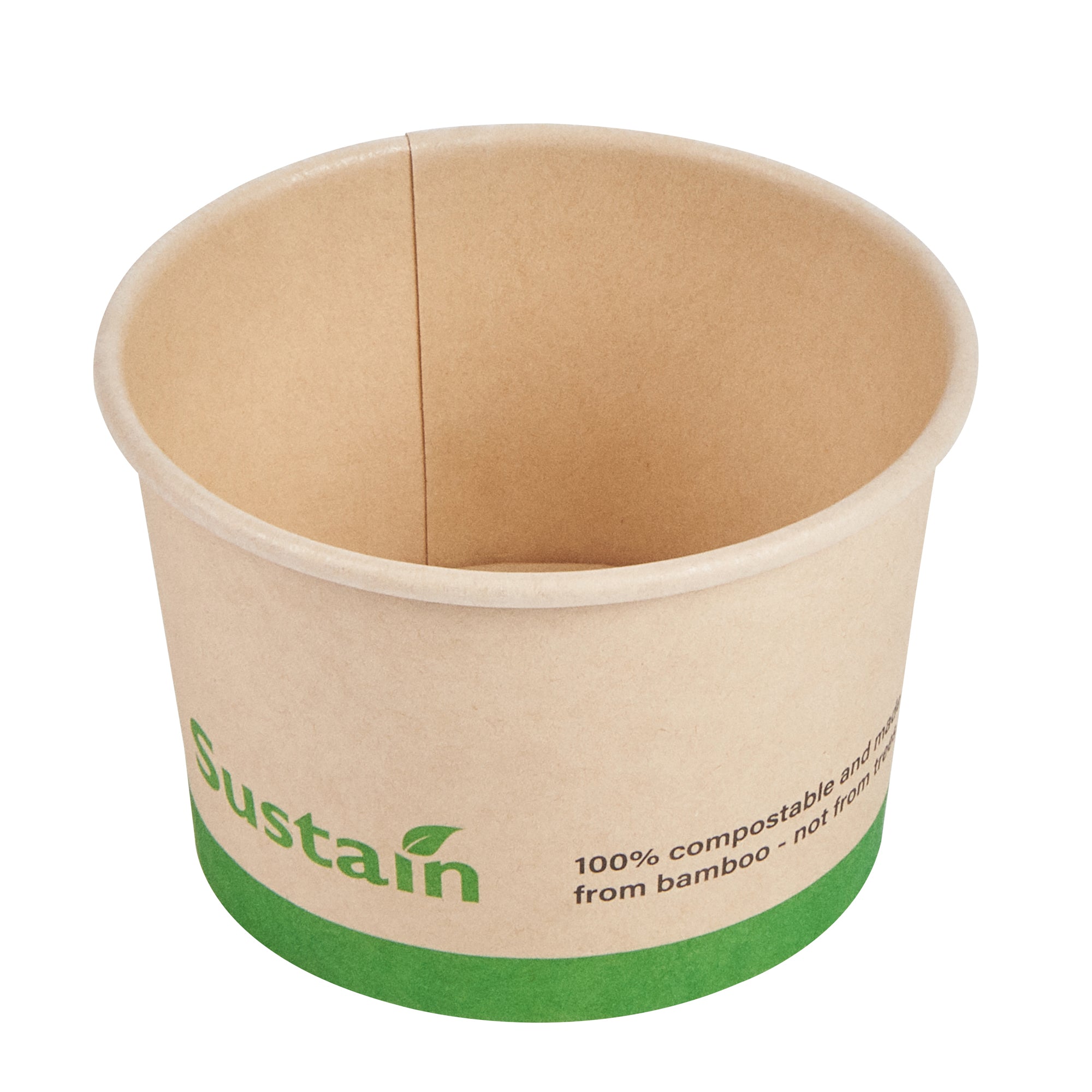 Sustain 4 oz Round Bamboo Paper To Go Cup - with PLA Lining, Compostable - 3" x 3" x 2 1/2" - 200 count box