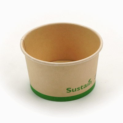 Sustain 5 oz Round Bamboo Paper To Go Cup - with PLA Lining, Compostable - 3 1/4" x 3 1/4" x 2" - 50 count box