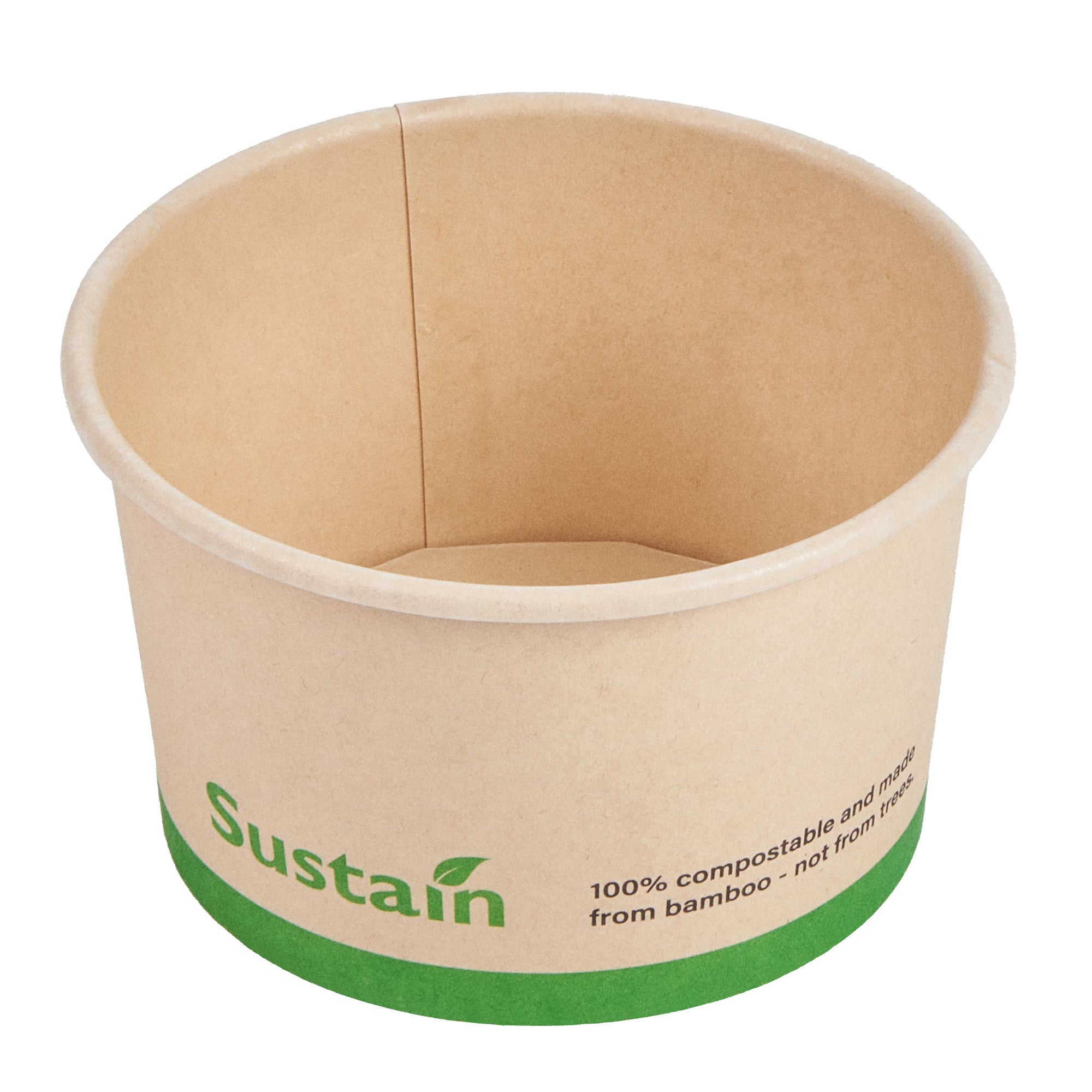Sustain 5 oz Round Bamboo Paper To Go Cup - with PLA Lining, Compostable - 3 1/4" x 3 1/4" x 2" - 50 count box